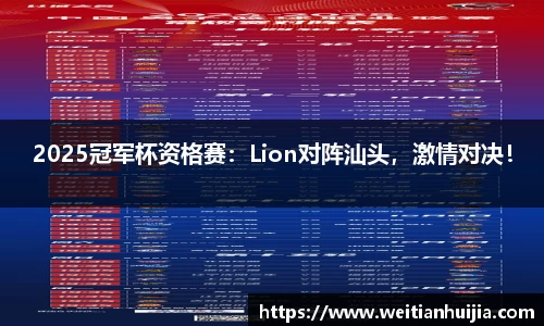 2025冠军杯资格赛：Lion对阵汕头，激情对决！