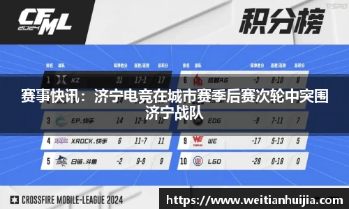 赛事快讯：济宁电竞在城市赛季后赛次轮中突围济宁战队